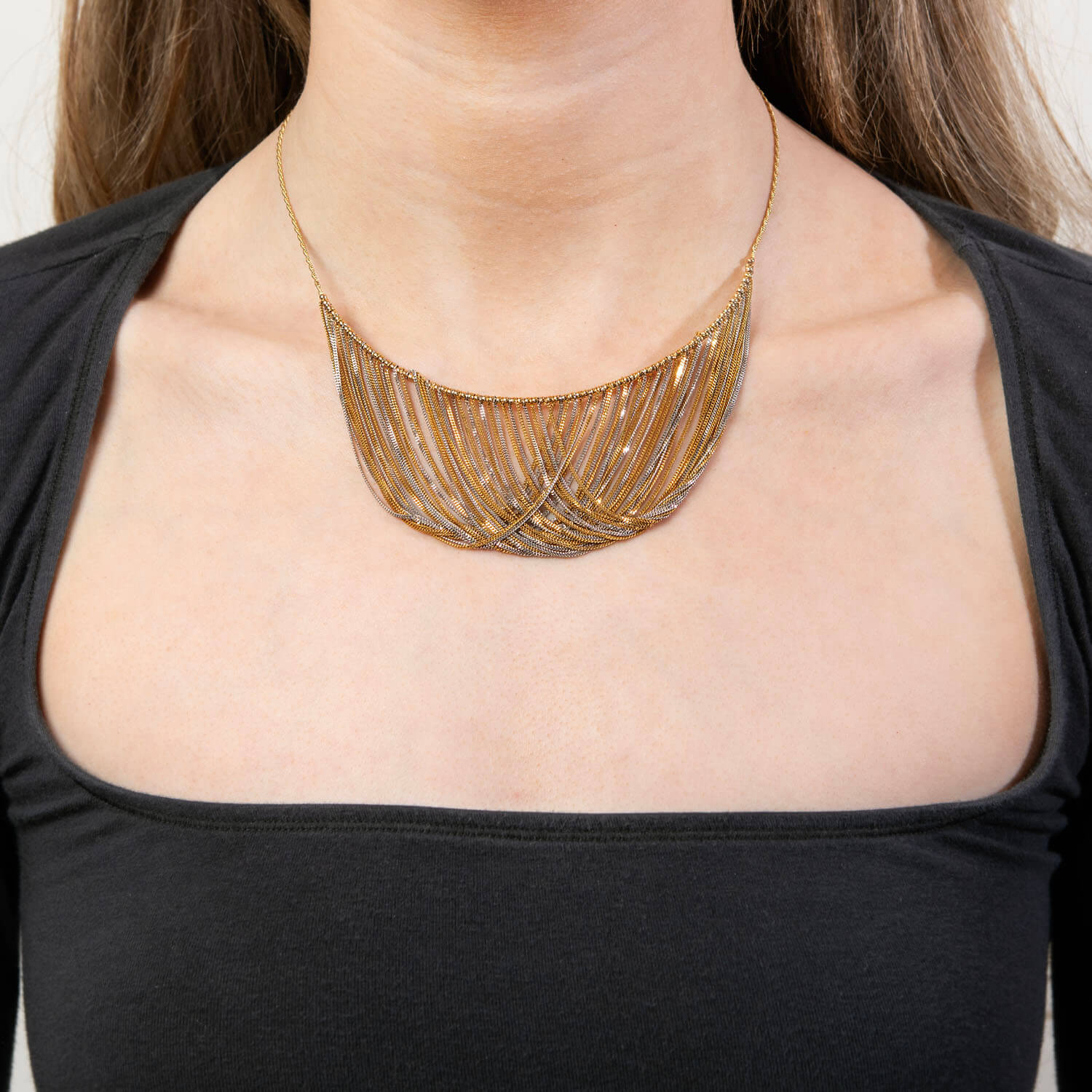 Estate 14k Mixed Metal Collar Necklace