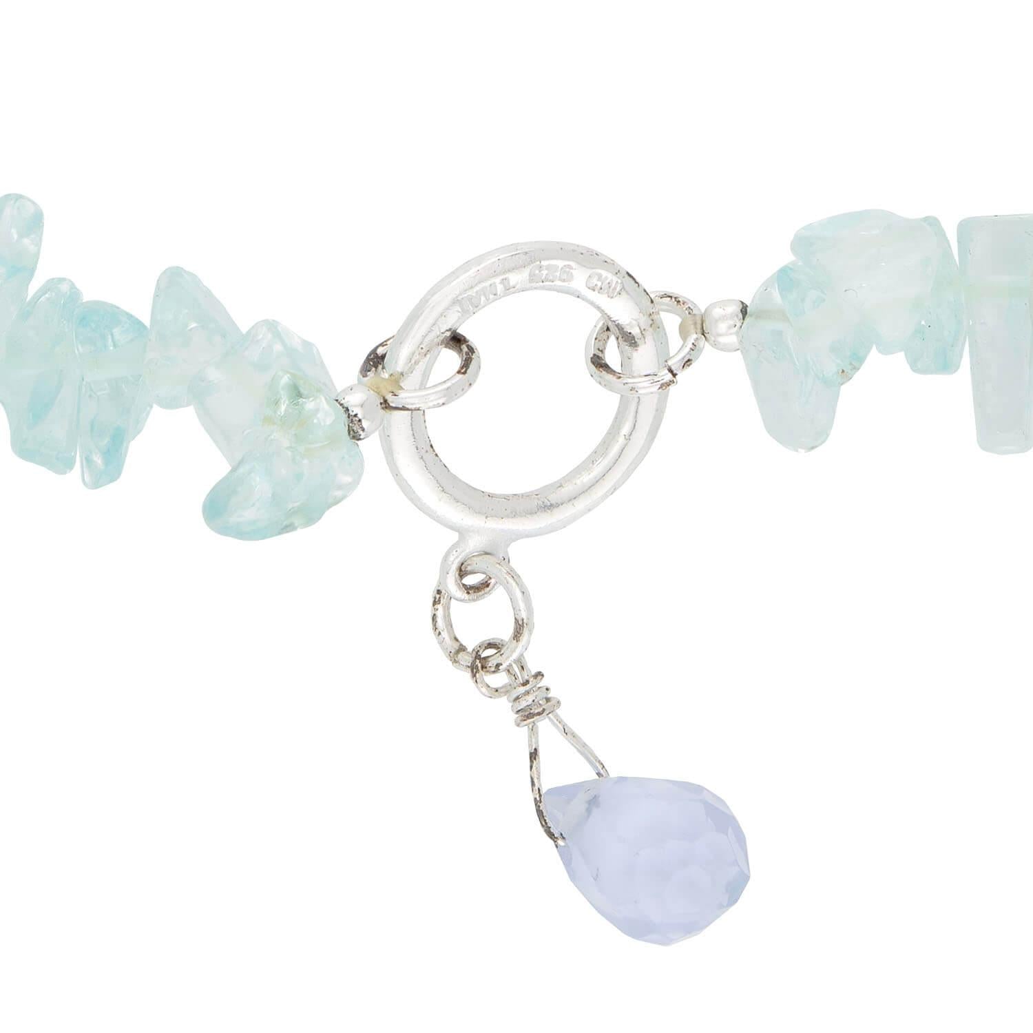 Estate Sterling Silver Aqua Necklace & Bracelet Set