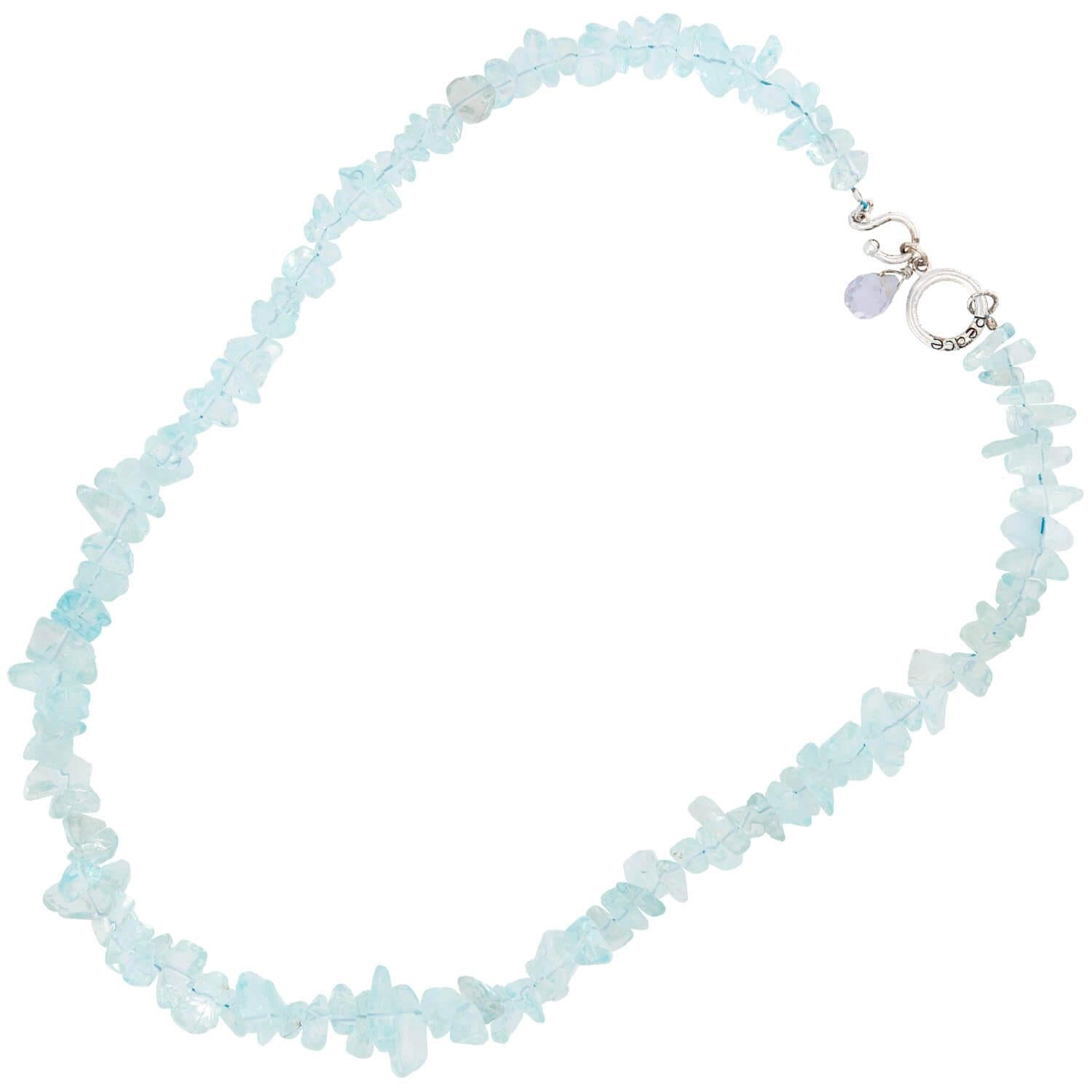 Estate Sterling Silver Aqua Necklace & Bracelet Set