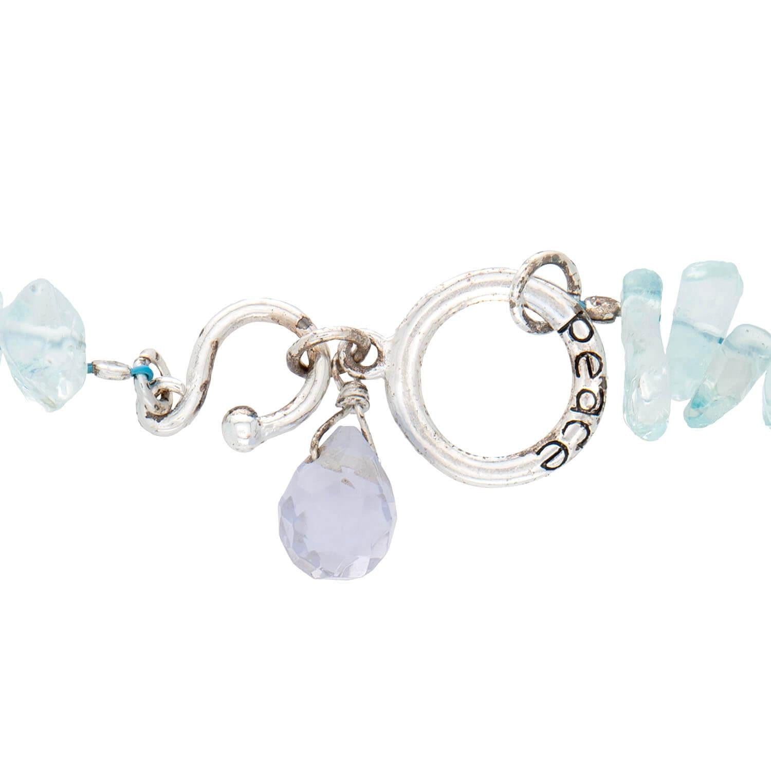 Estate Sterling Silver Aqua Necklace & Bracelet Set