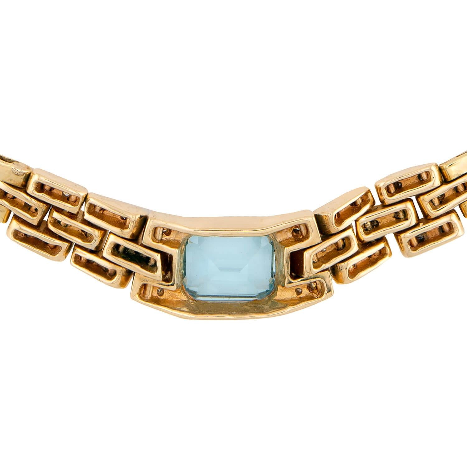 Vintage 14k Aqua & Diamond Necklace
