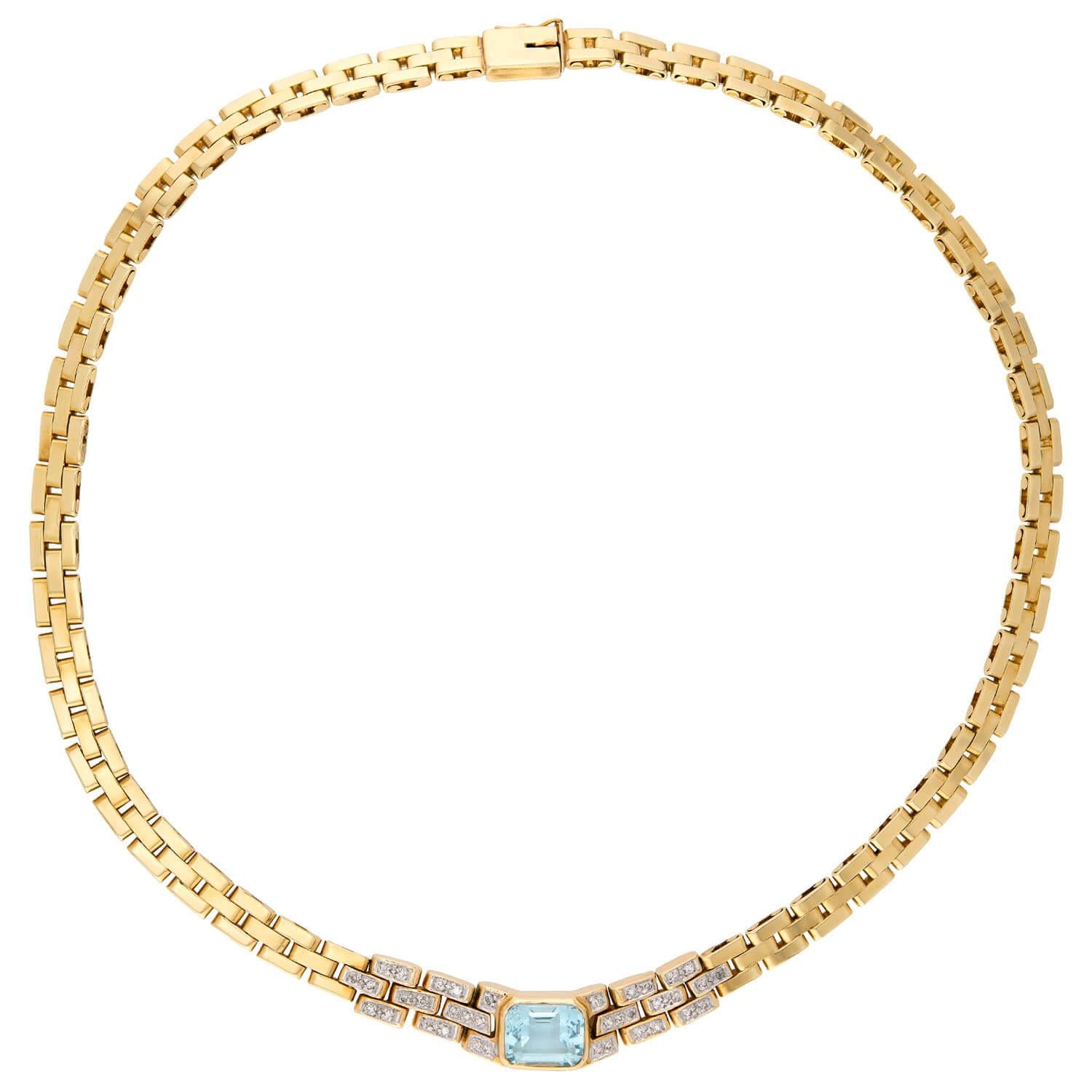 Vintage 14k Aqua & Diamond Necklace