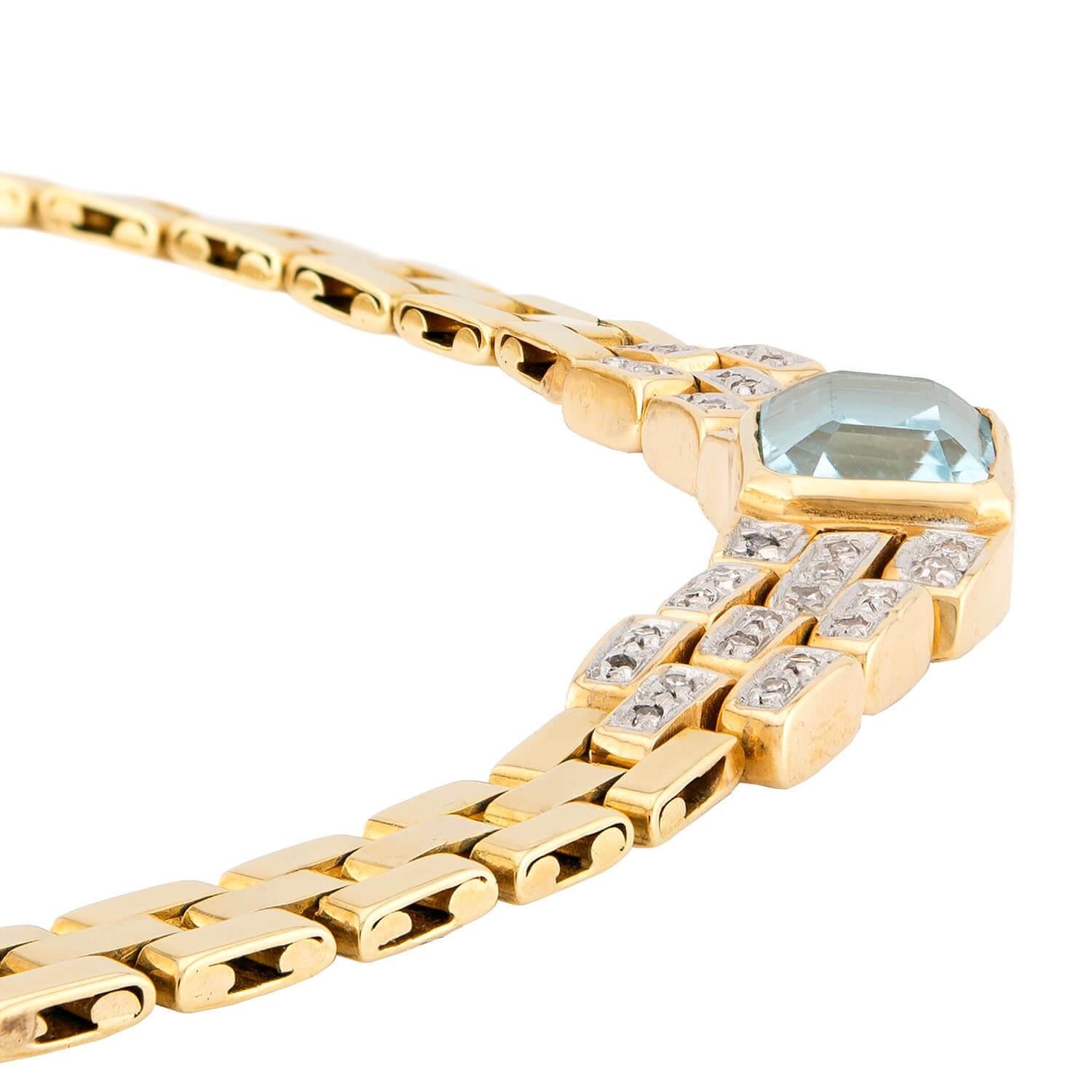 Vintage 14k Aqua & Diamond Necklace