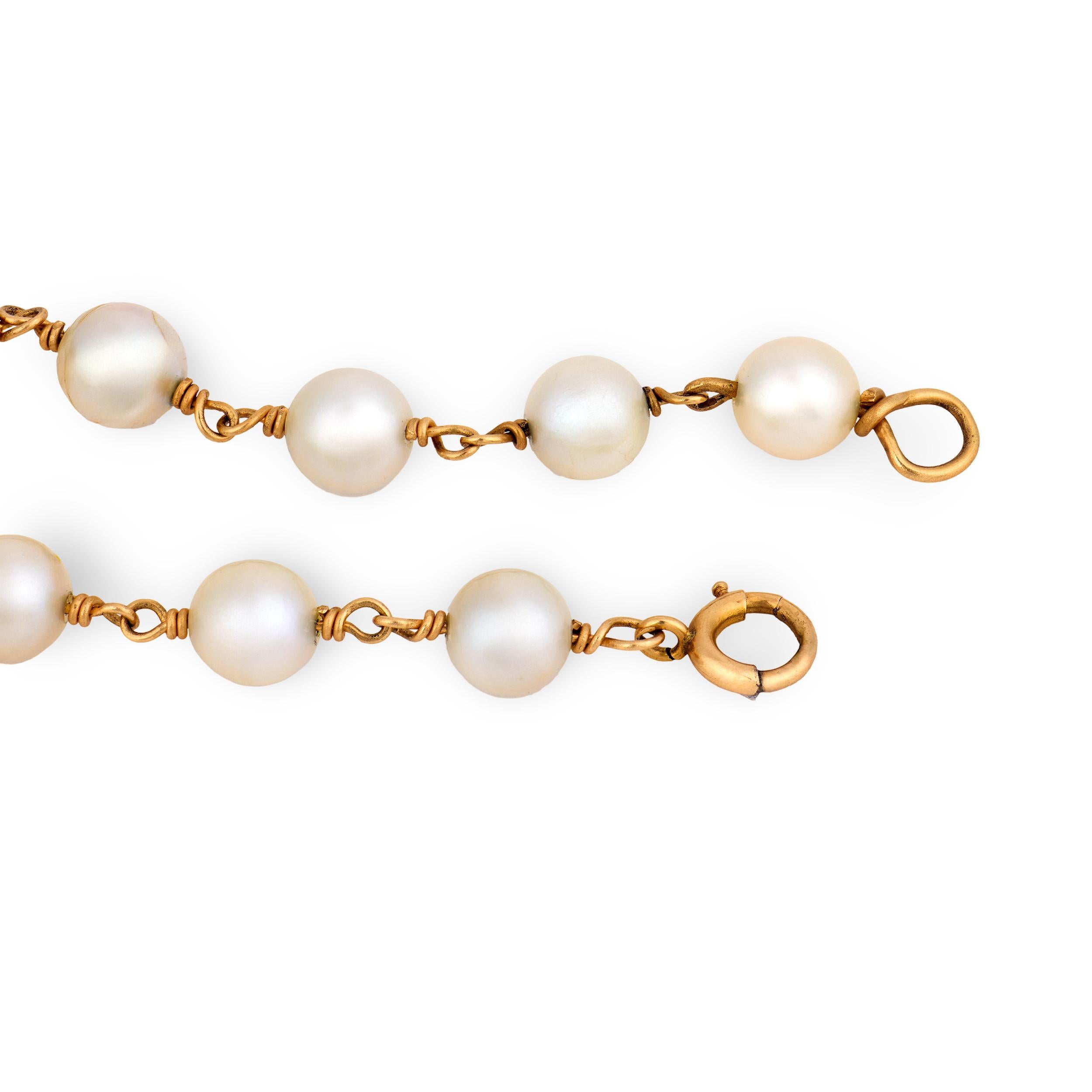 Estate 14k Pearl Chain Bracelet 6.5mm