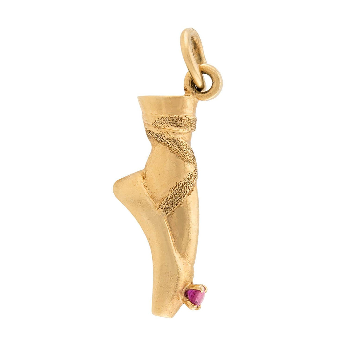 Retro 14k Spinel Ballet Shoe Pendant/Charm