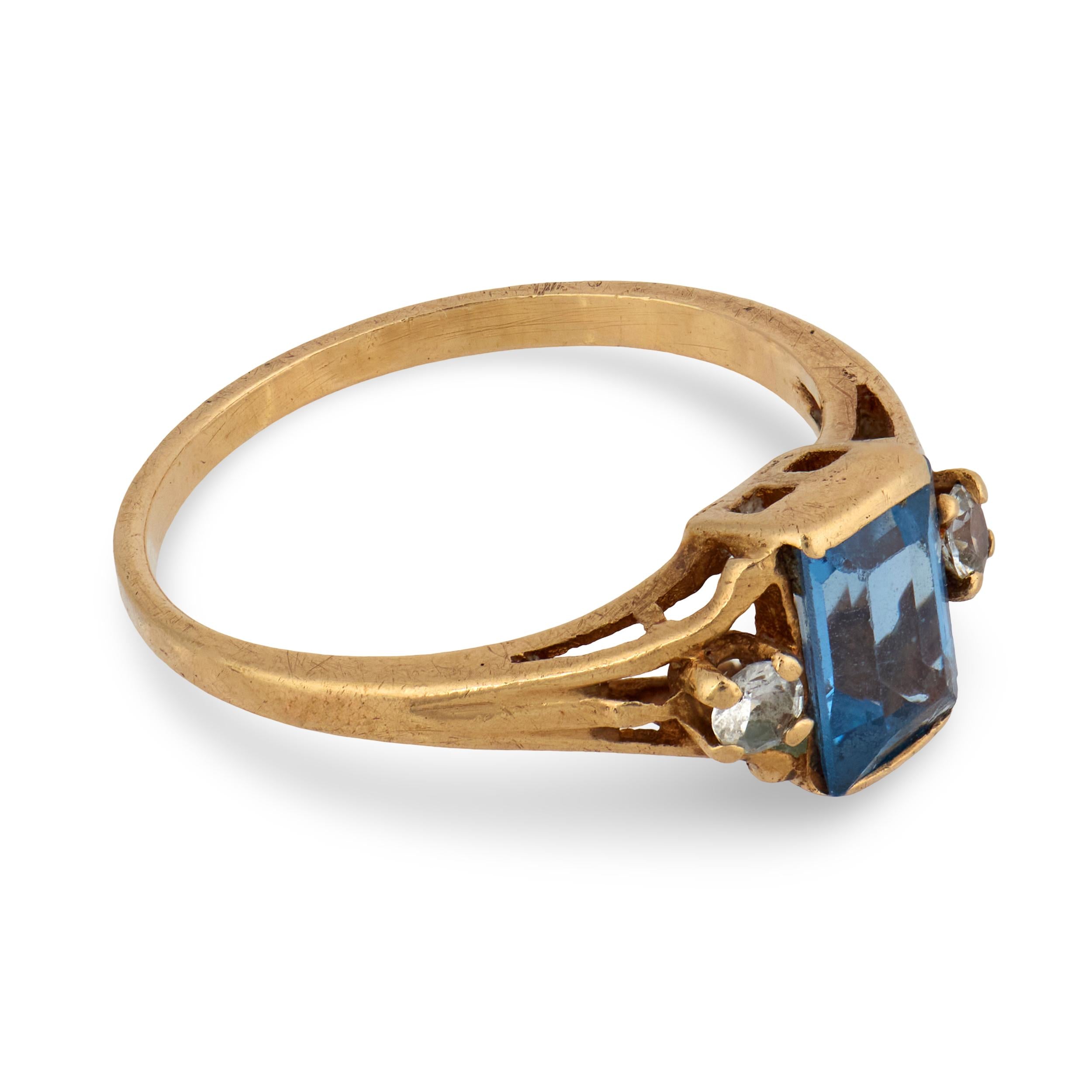 Vintage 10k Blue Topaz Diamond Ring