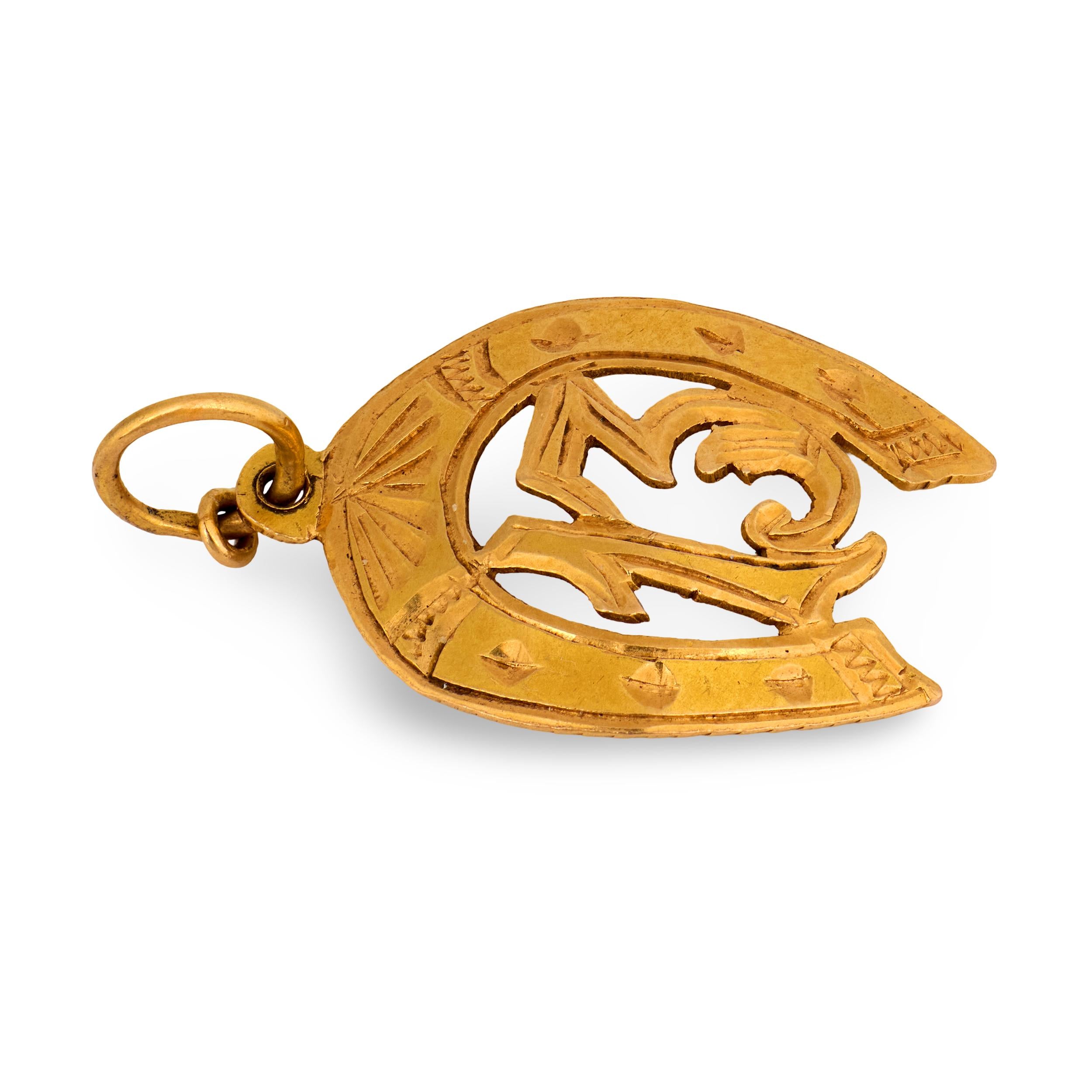 Victorian 18k "13" Horseshoe-Motif Pendant/Charm