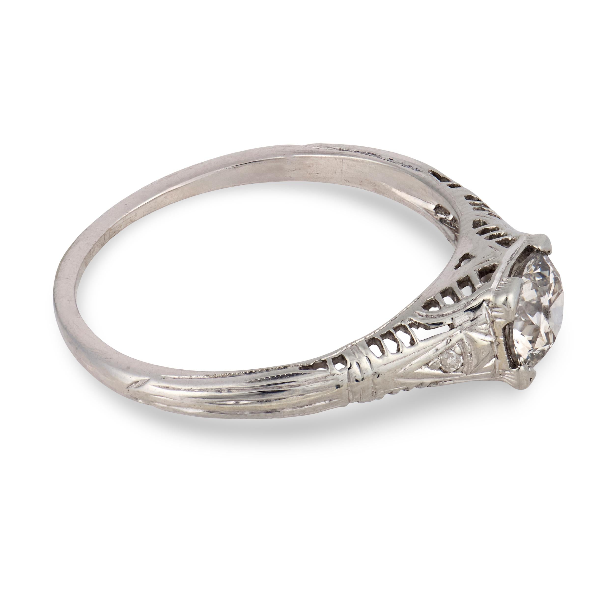 Art Deco 18k Diamond Engagement Ring .75ct