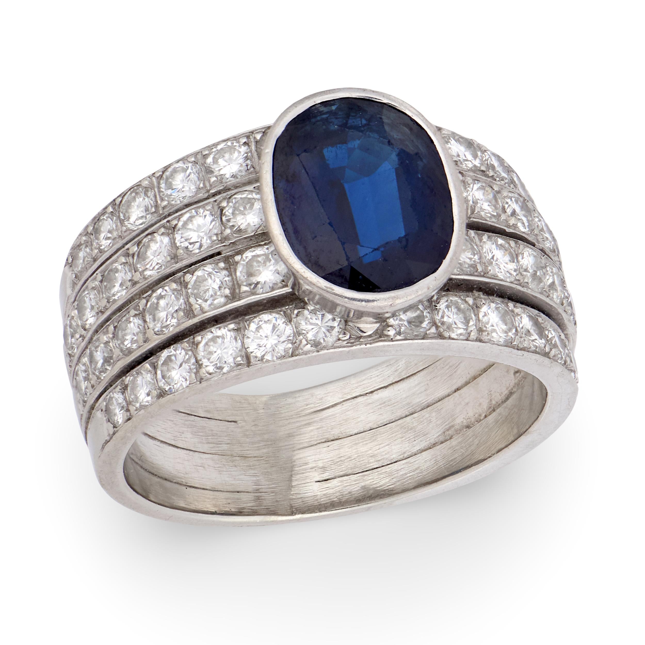 Estate 18k Sapphire & Diamond Ring