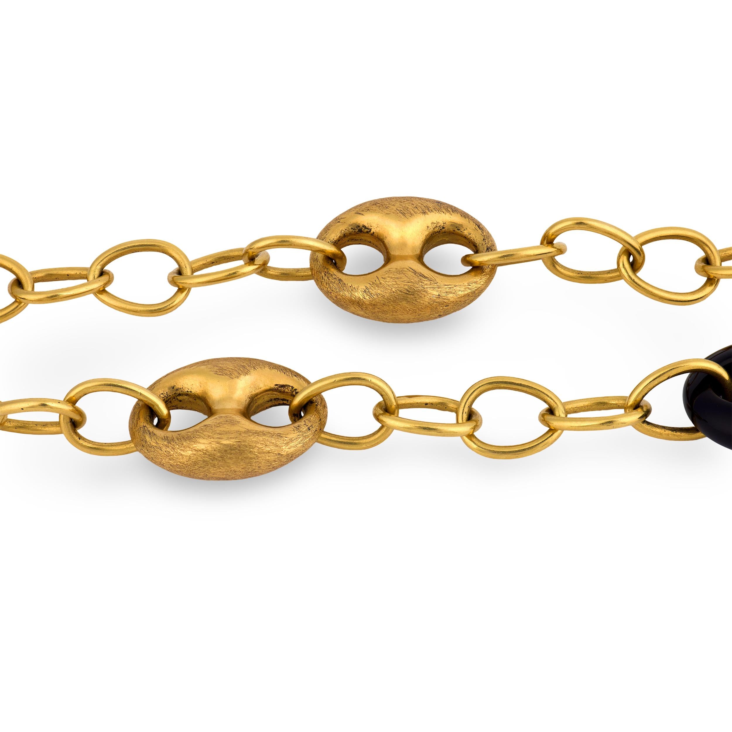 Estate 18k Onyx Gucci-Link Necklace