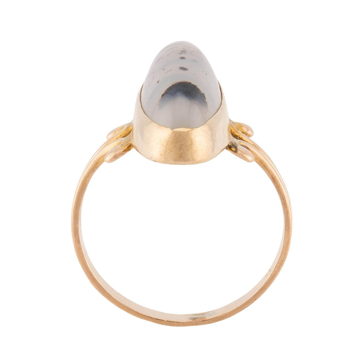 Victorian 14k Moss Agate Navette Ring
