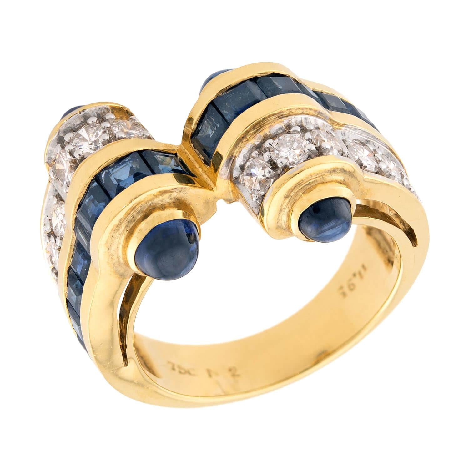 Vintage 18k Sapphire & Diamond Statement Ring