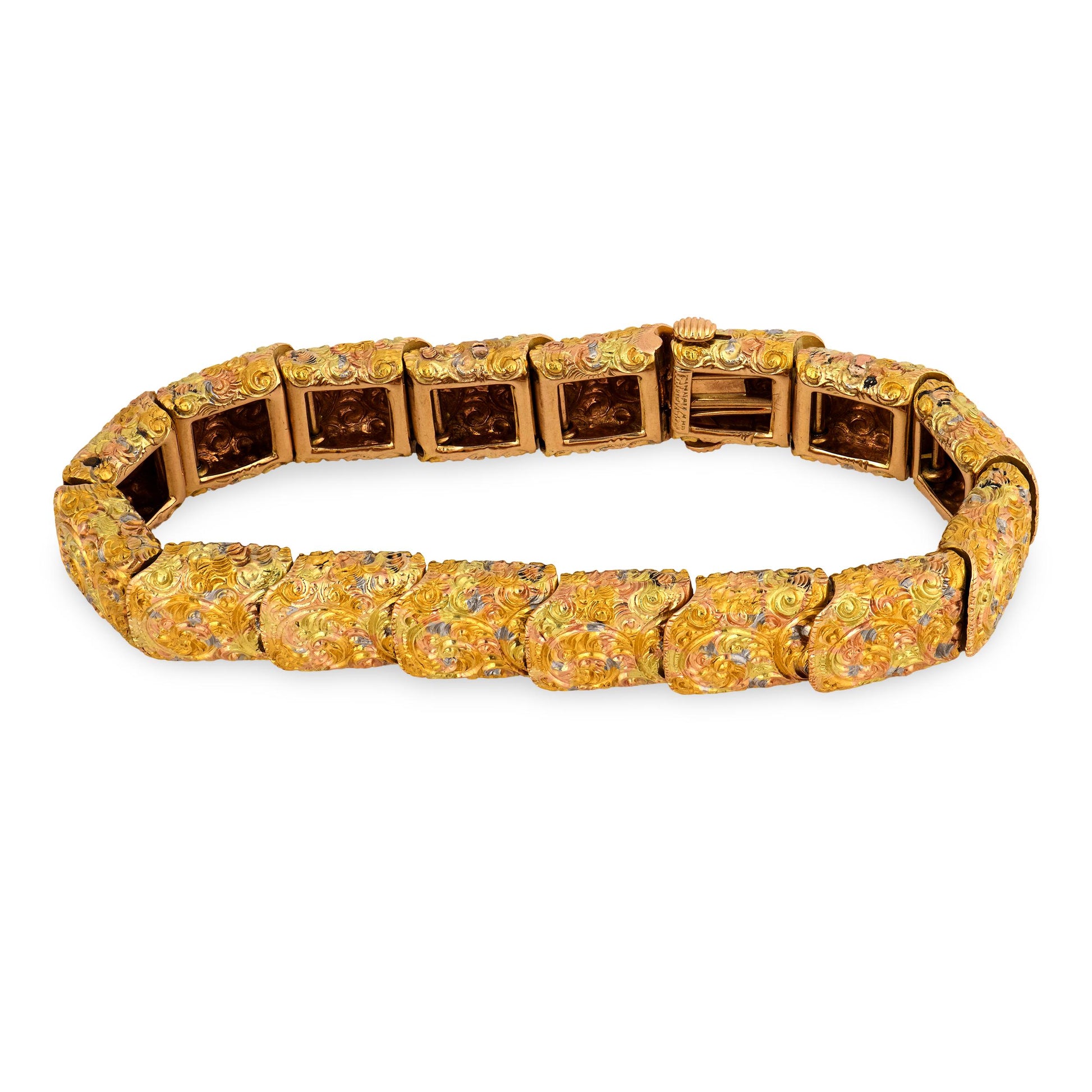 Art Nouveau 14k Repoussé Link Bracelet