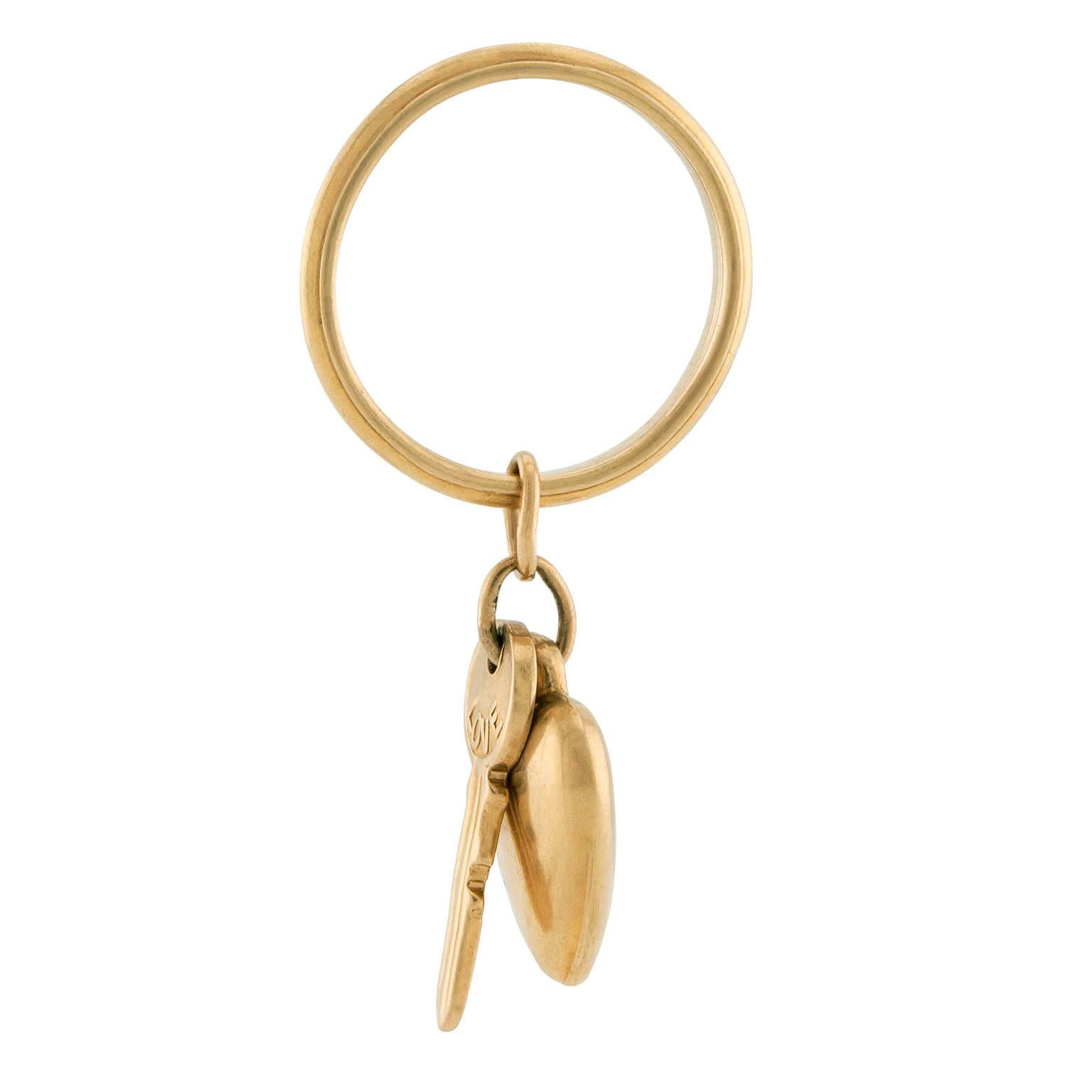 Retro 14k Heart & Key Sweetheart Charm Ring