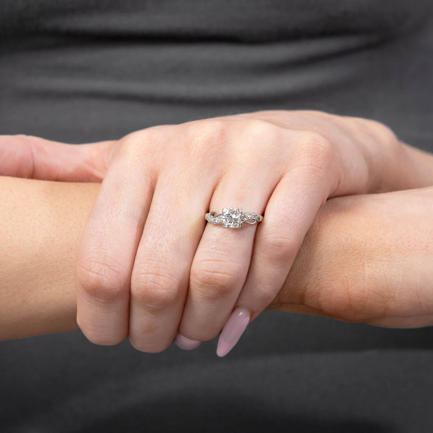 Art Deco 14k Diamond Engagement Ring .70ct