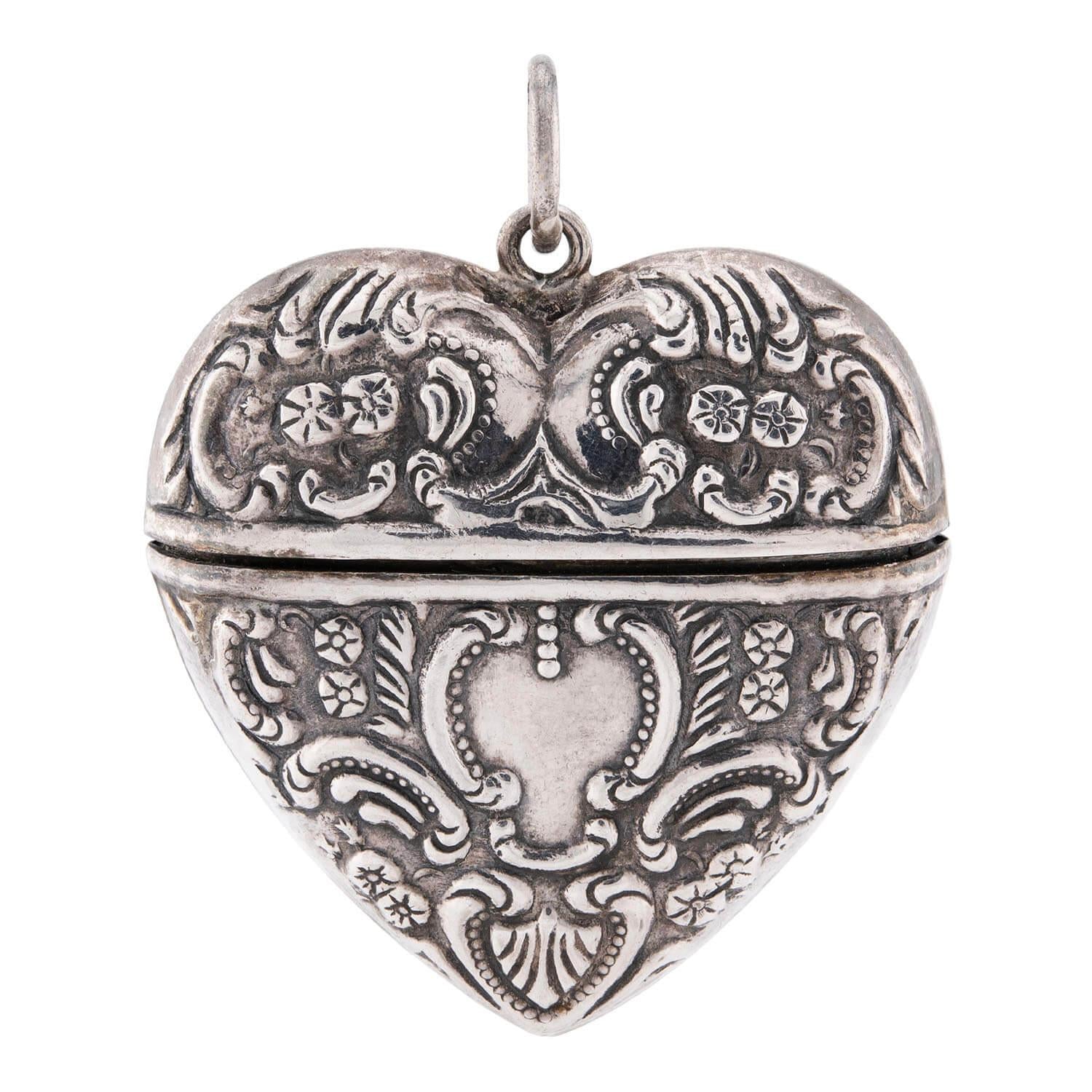 Victorian Sterling Silver Repoussé Match Safe Pendant