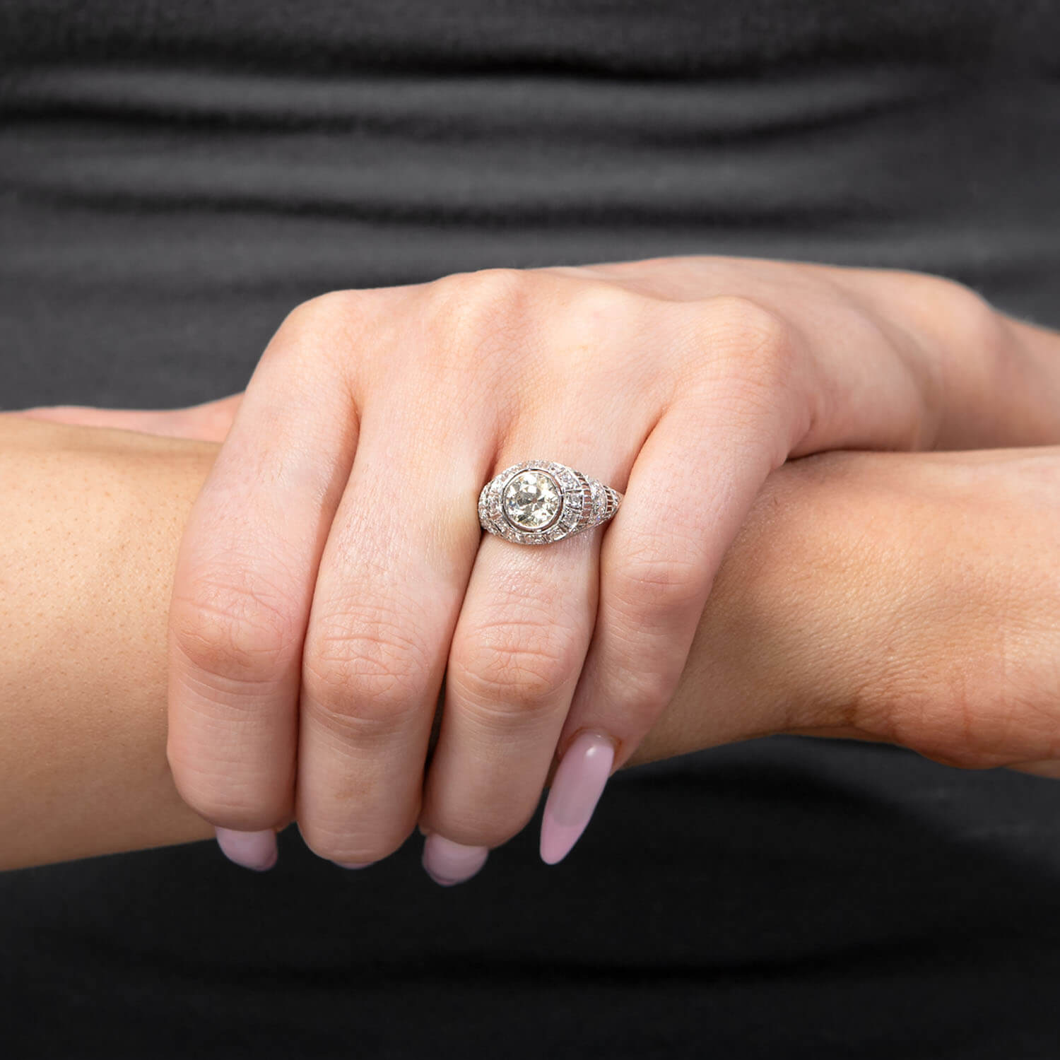 Art Deco Platinum Diamond Engagement Ring 1.57ct