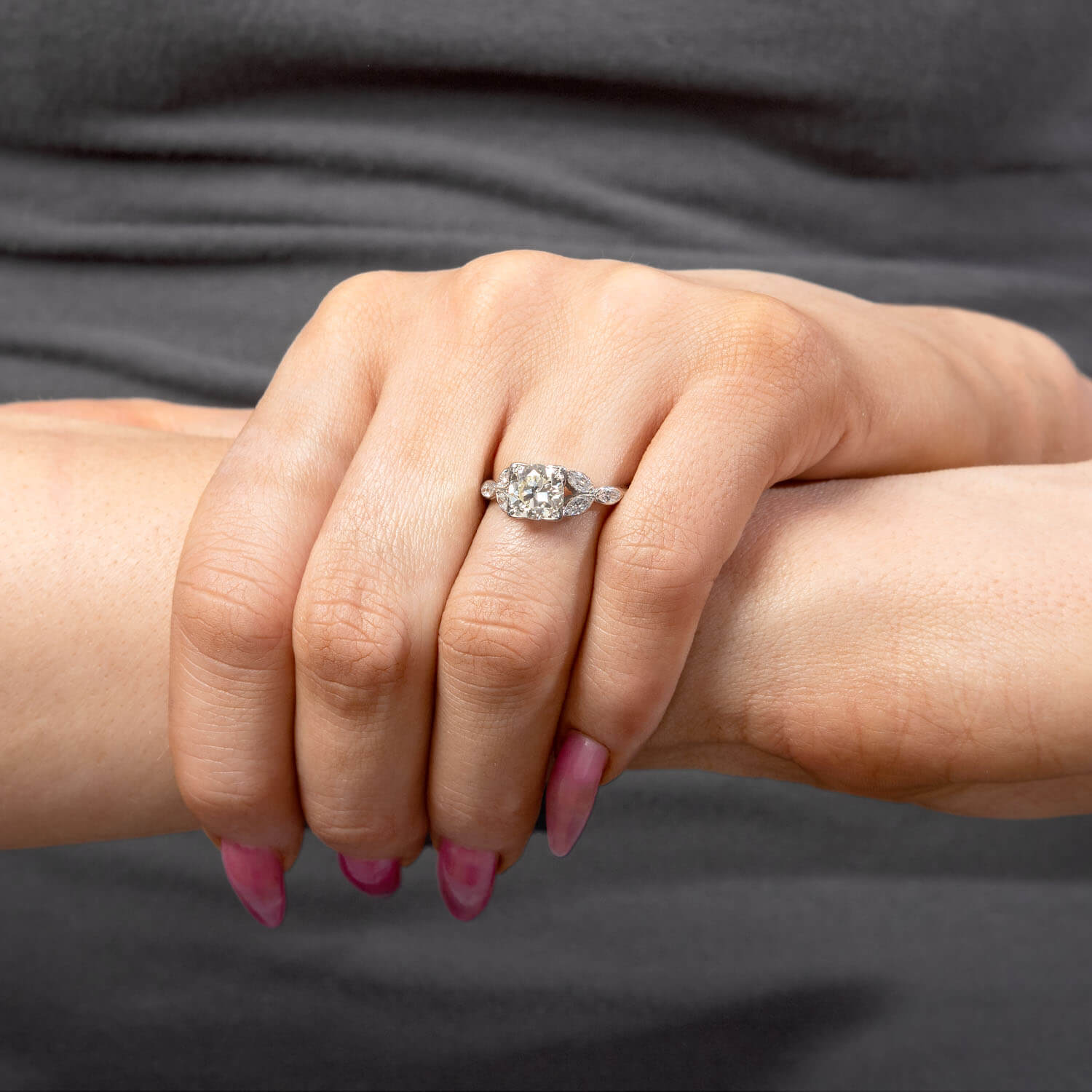 Art Deco Platinum Diamond Engagement Ring 1.35ct