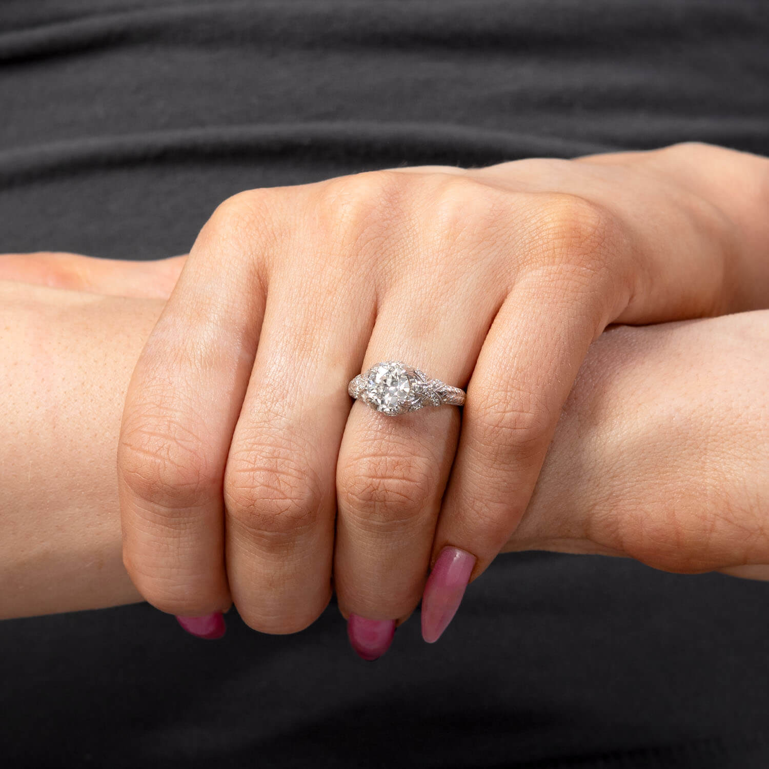 Art Deco Platinum Diamond Engagement Ring 1.25ct