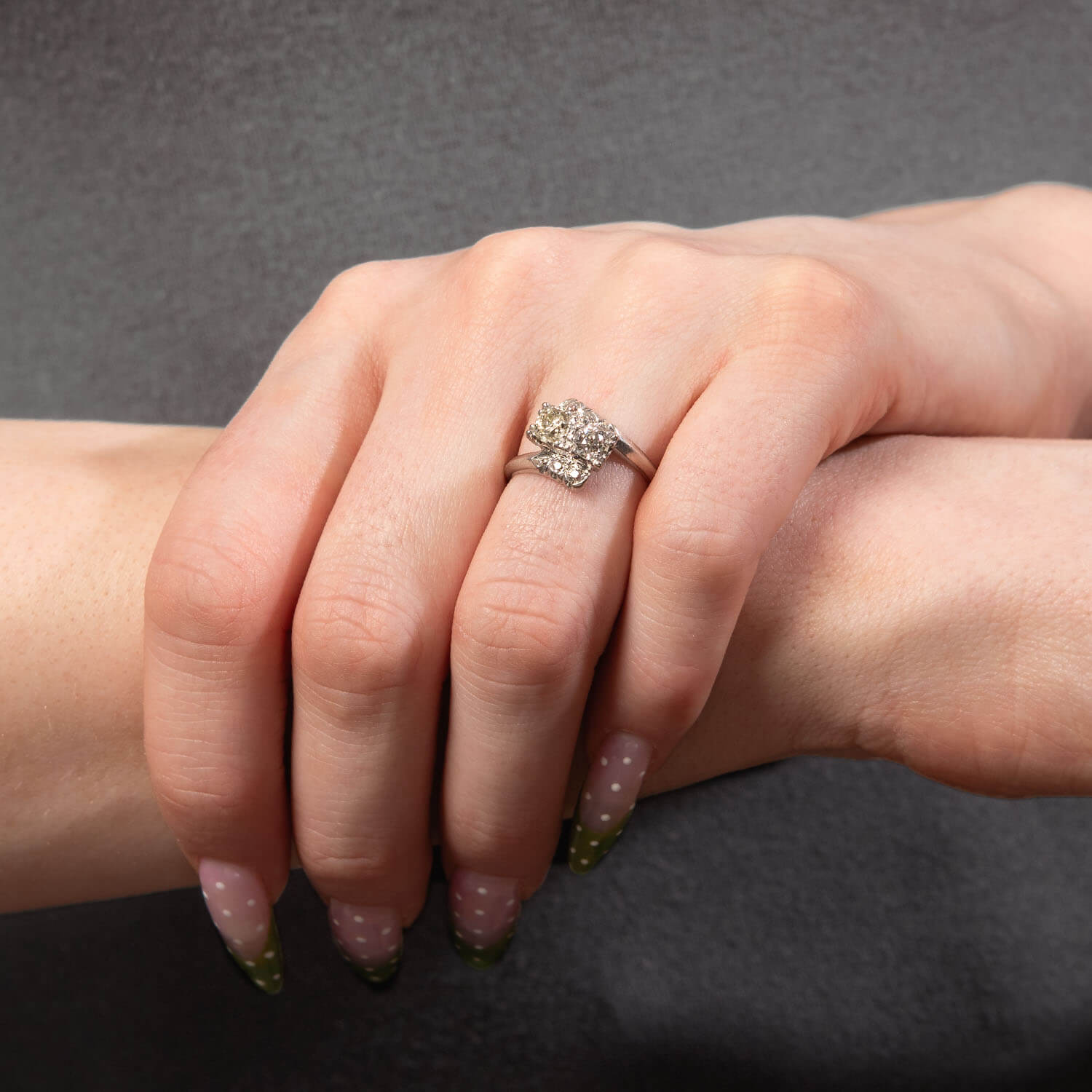 Art Deco Palladium Diamond Bypass Ring