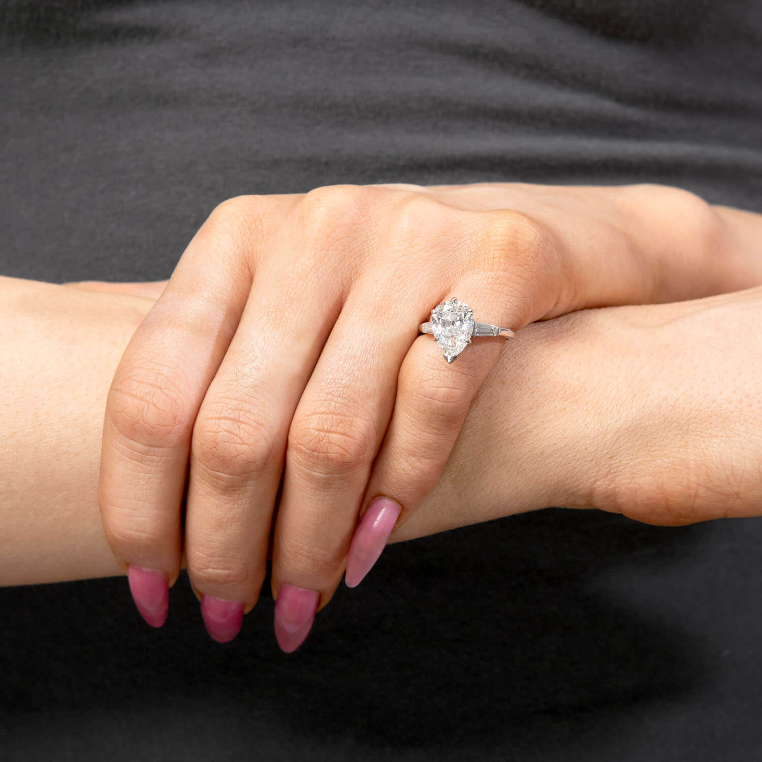 Retro Platinum Diamond Engagement Ring 2.60ct