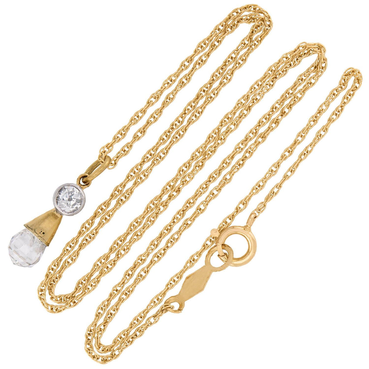 Victorian 14k Diamond Briolette Pendant Necklace