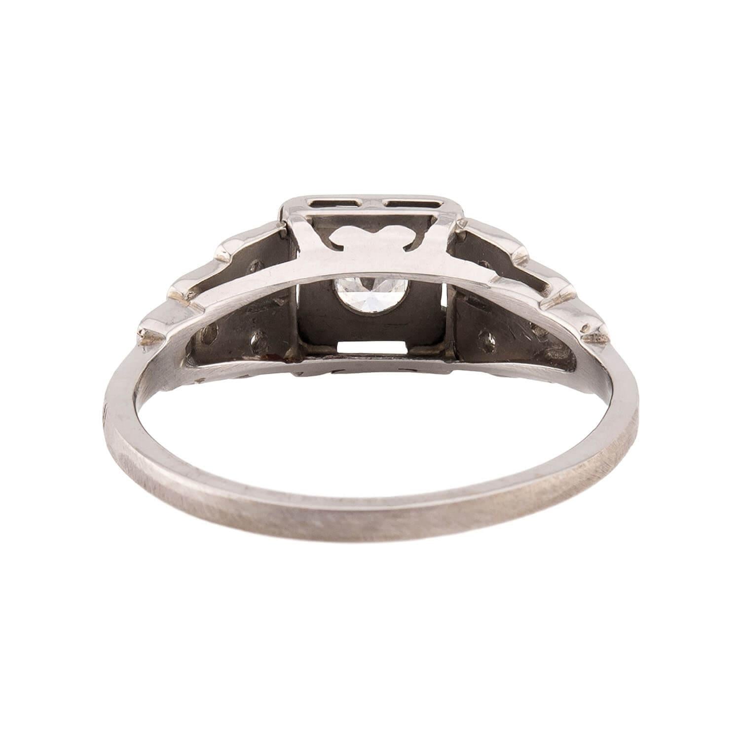 Art Deco 18k Diamond Engagement Ring .20ct