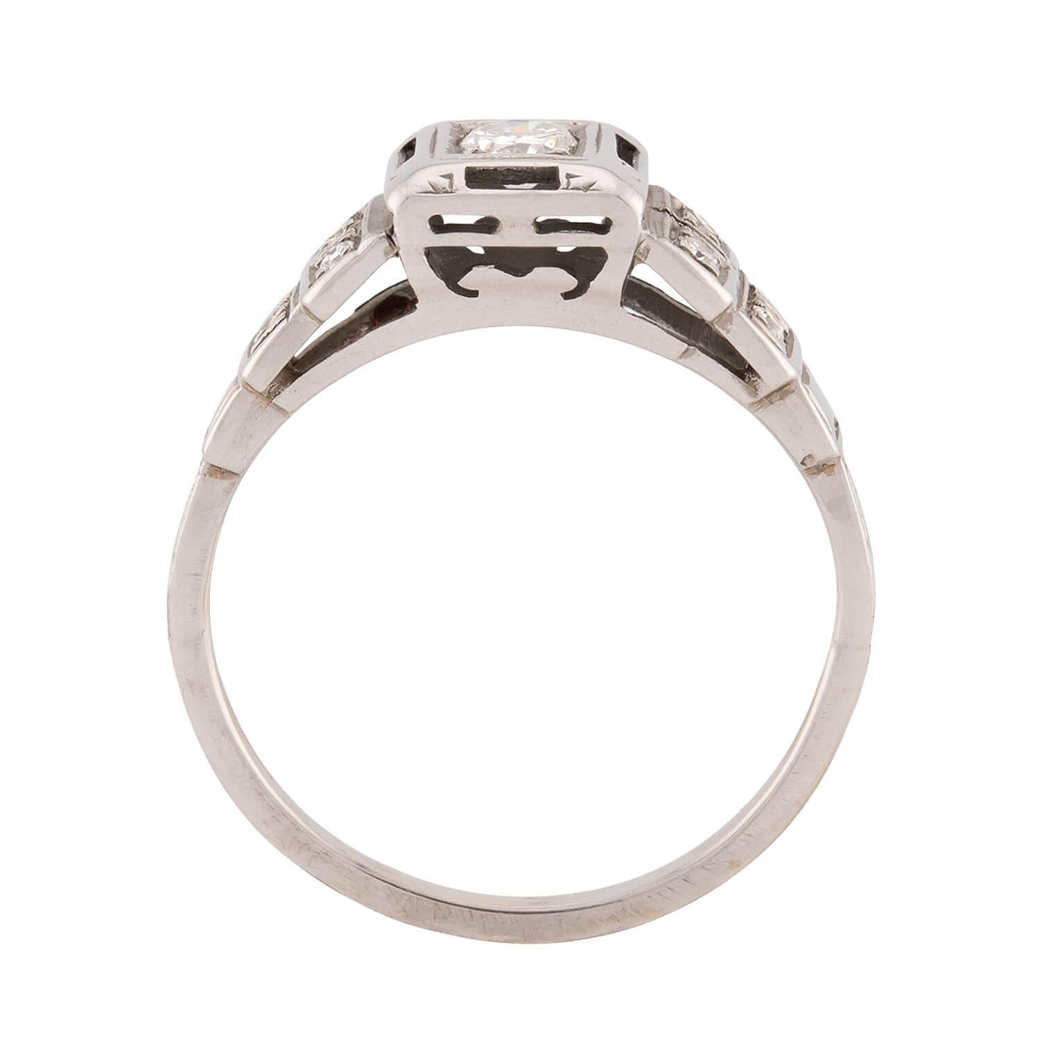 Art Deco 18k Diamond Engagement Ring .20ct