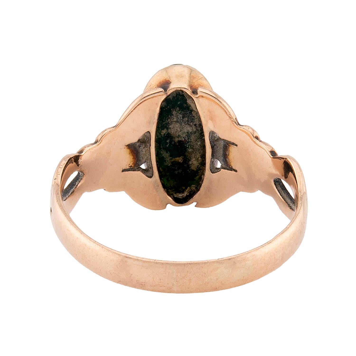 ALBERTS & BICK INC. Victorian 10k Bloodstone Navette Ring