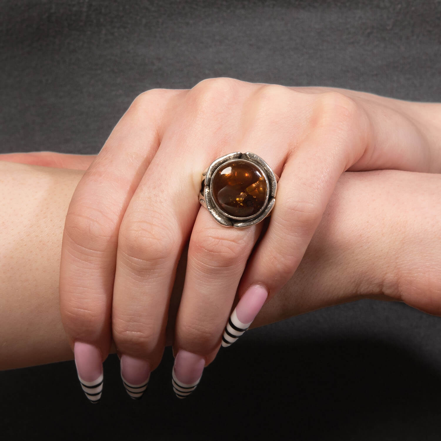 Vintage Sterling Silver Mexican Opal Ring