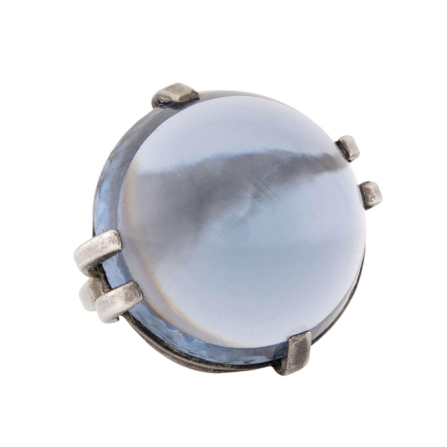 Art Nouveau Sterling Silver Glass Pools of Light Ring