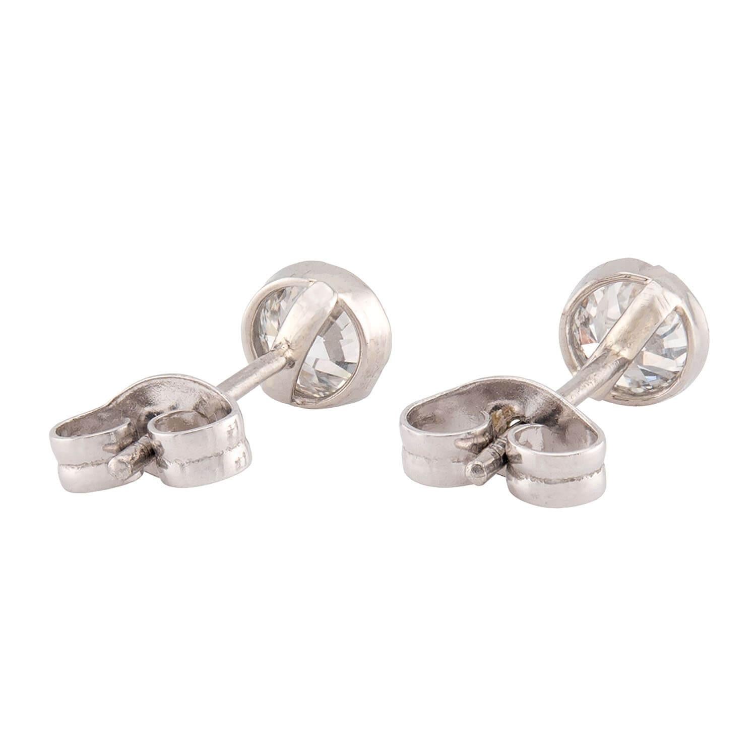 Edwardian Platinum/14k Diamond Stud Earrings