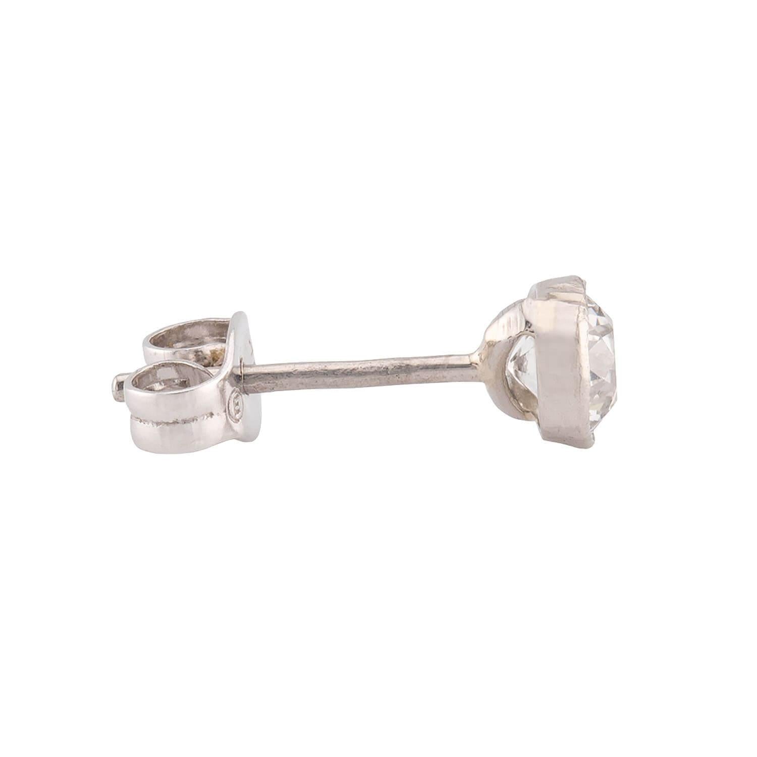 Edwardian Platinum/14k Diamond Stud Earrings