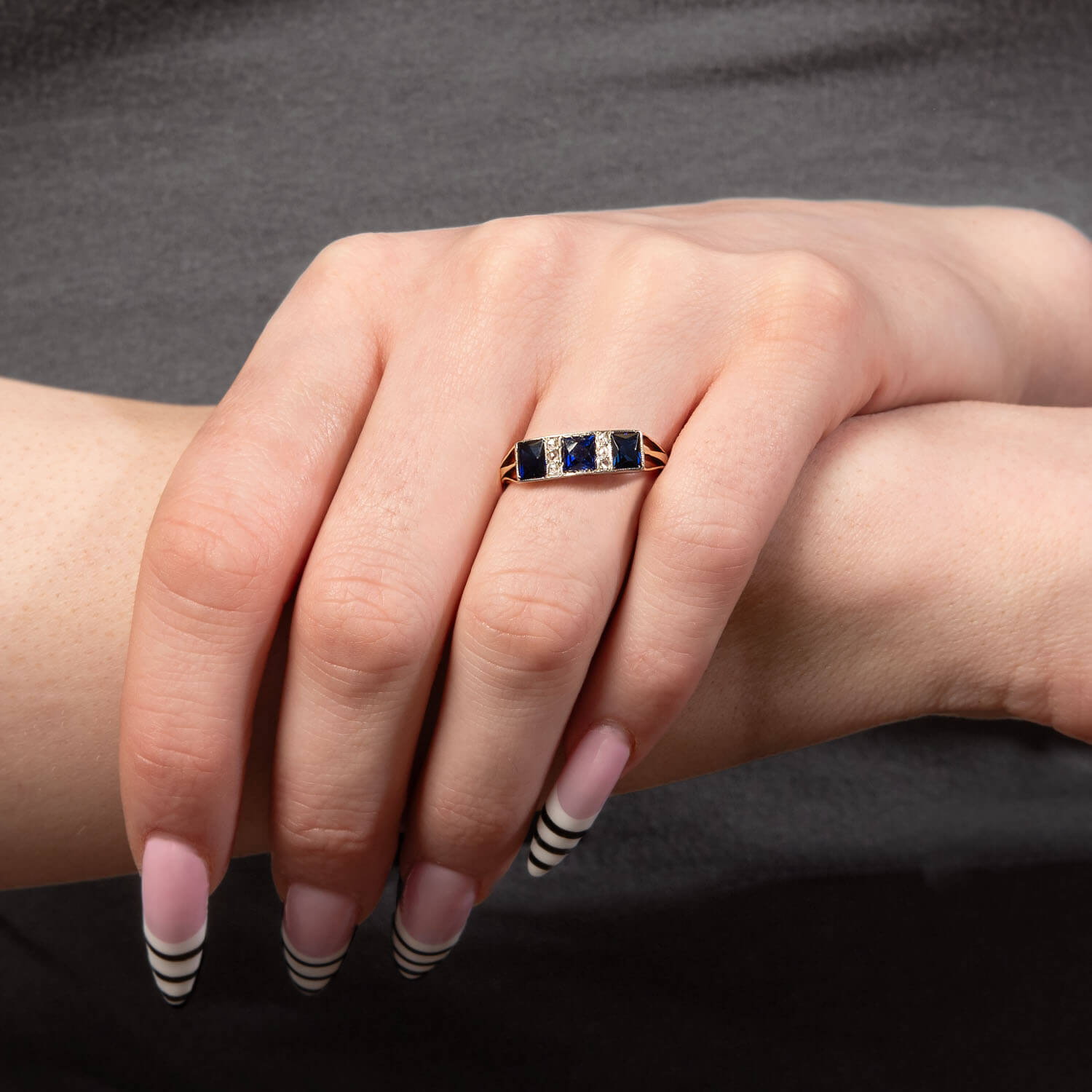 Edwardian 18k/Platinum Sapphire & Diamond Ring