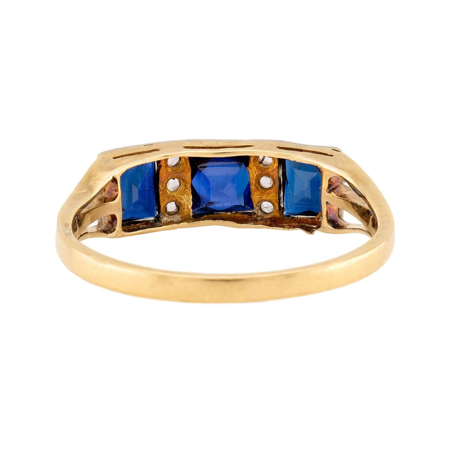 Edwardian 18k/Platinum Sapphire & Diamond Ring