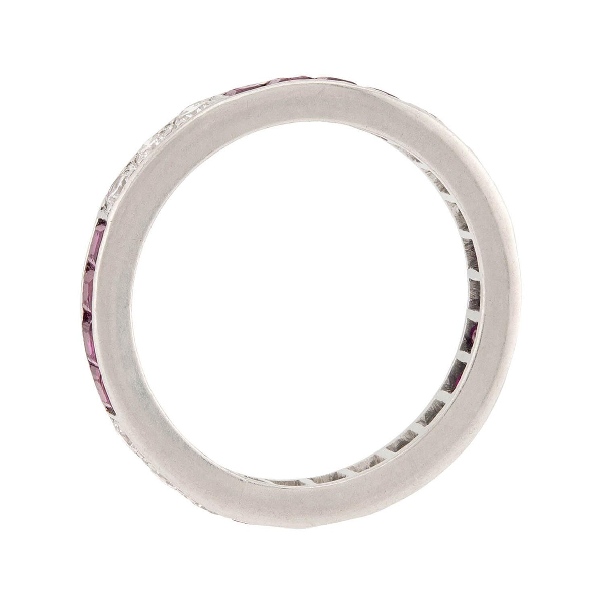 Estate Platinum Diamond & Ruby Eternity Band