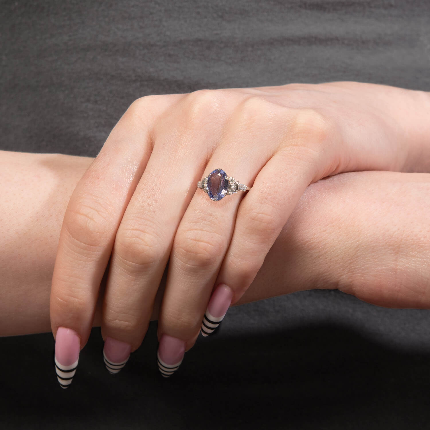Vintage Platinum GIA Sapphire & Diamond Ring