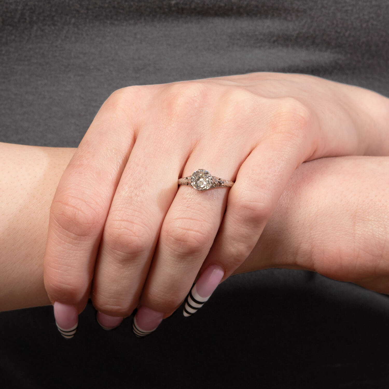 Art Deco Platinum GIA Diamond Engagement Ring 1.50ct.