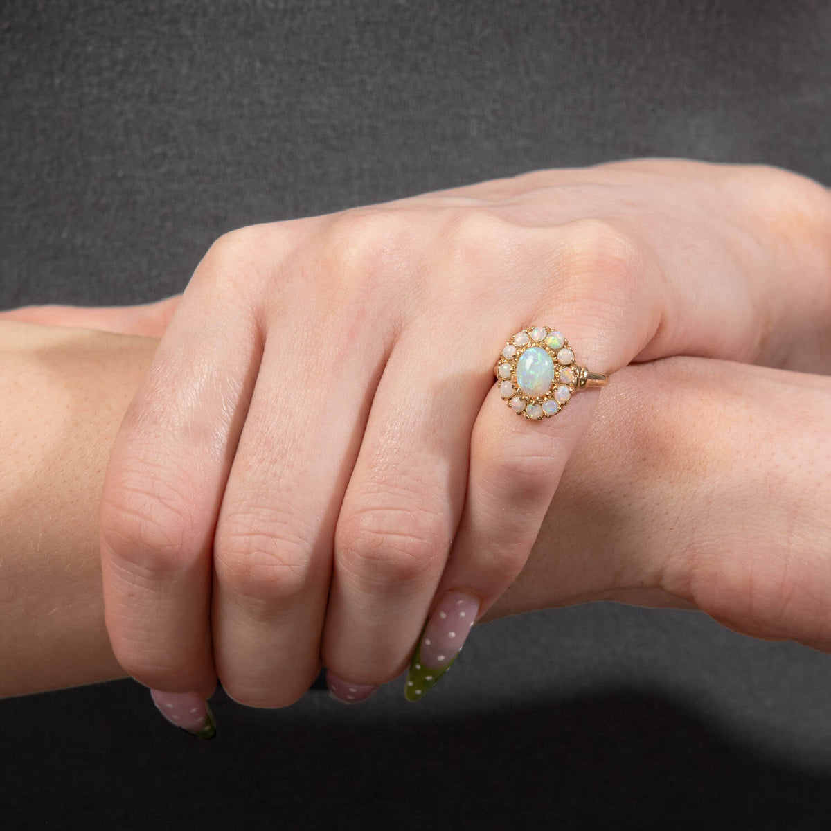 Victorian 14k Opal Halo Ring