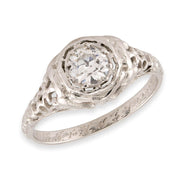 Art Deco 18k Diamond Engagement Ring .52ct