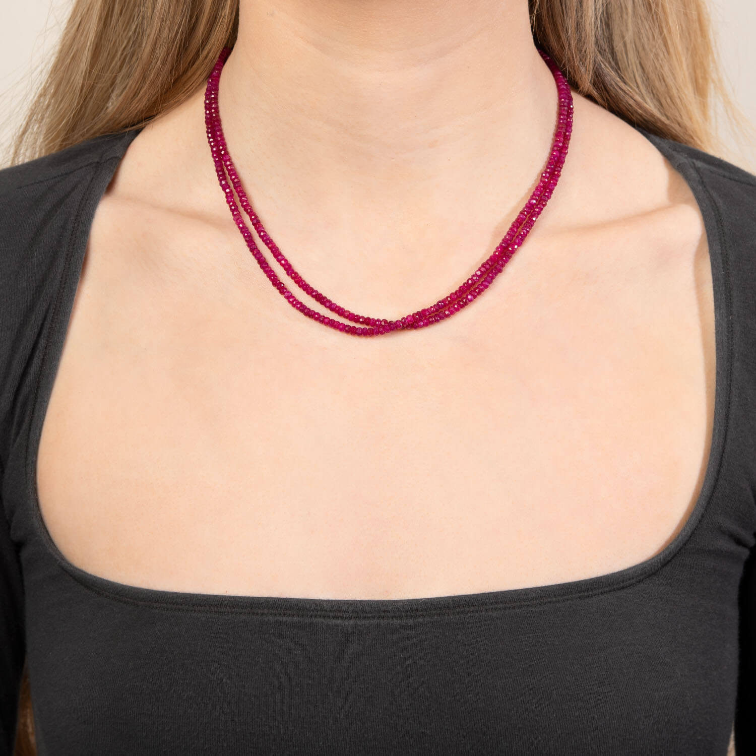 ANJANEY JEWELRY Estate Indian 22k Ruby Bead Necklace