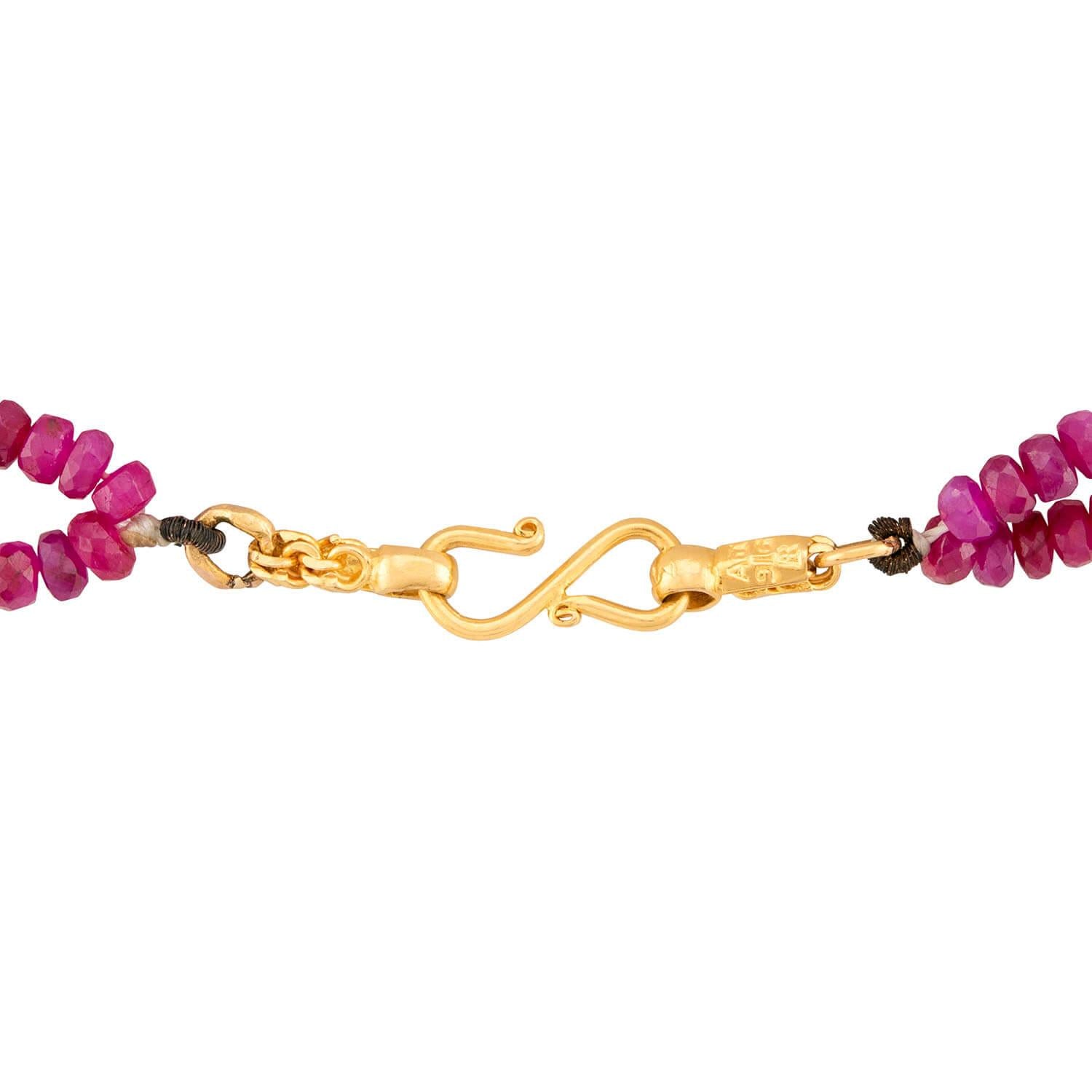 ANJANEY JEWELRY Estate Indian 22k Ruby Bead Necklace