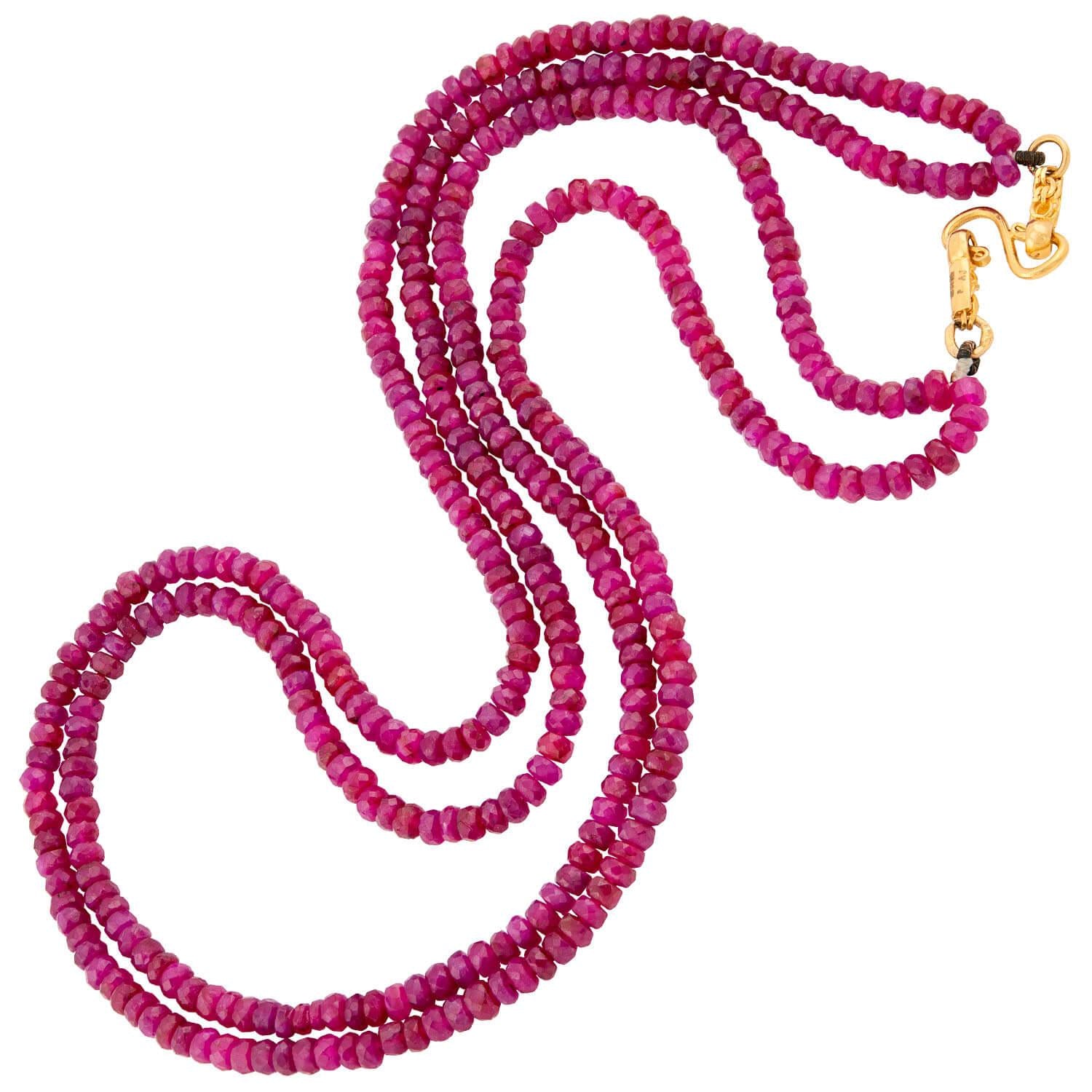 ANJANEY JEWELRY Estate Indian 22k Ruby Bead Necklace