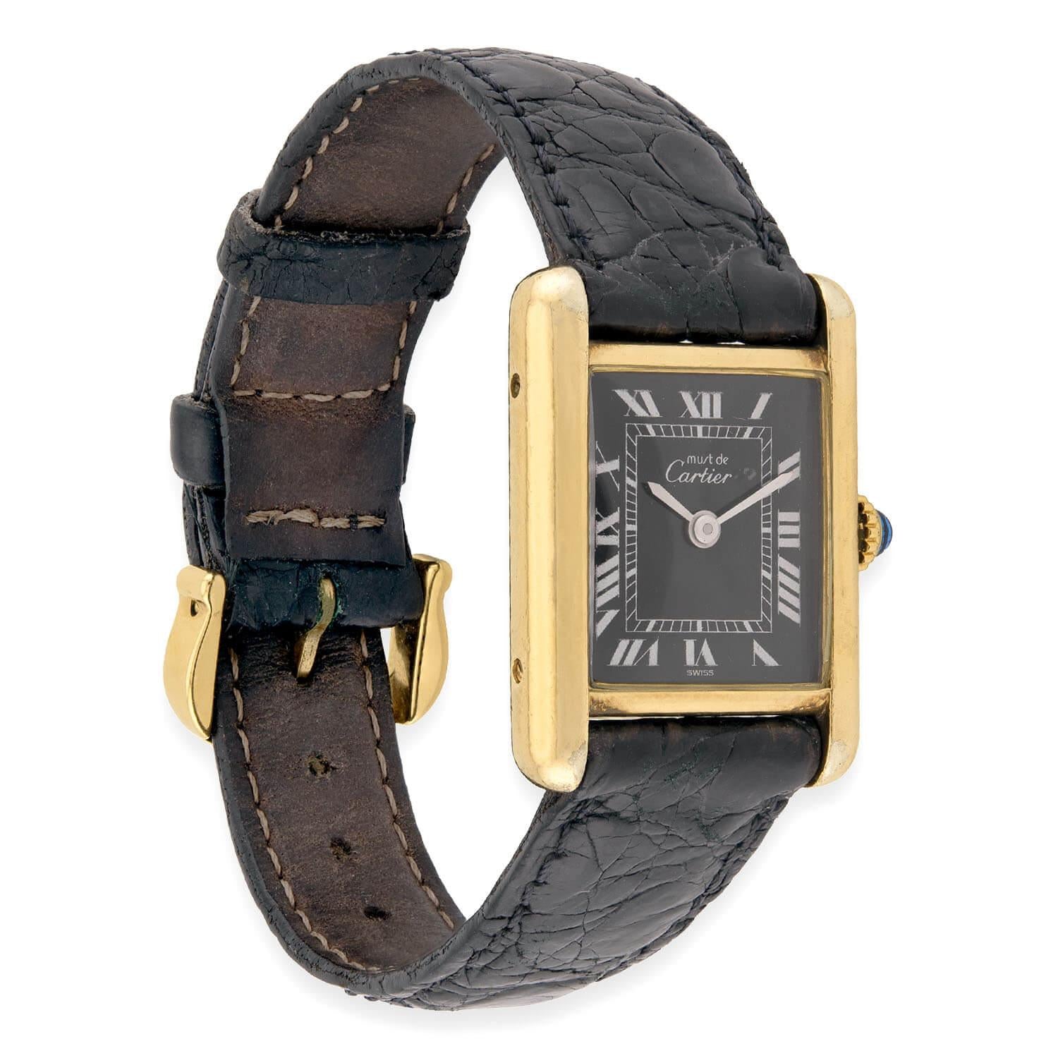 CARTIER Vintage Gold Vermeil Tank Française Wristwatch