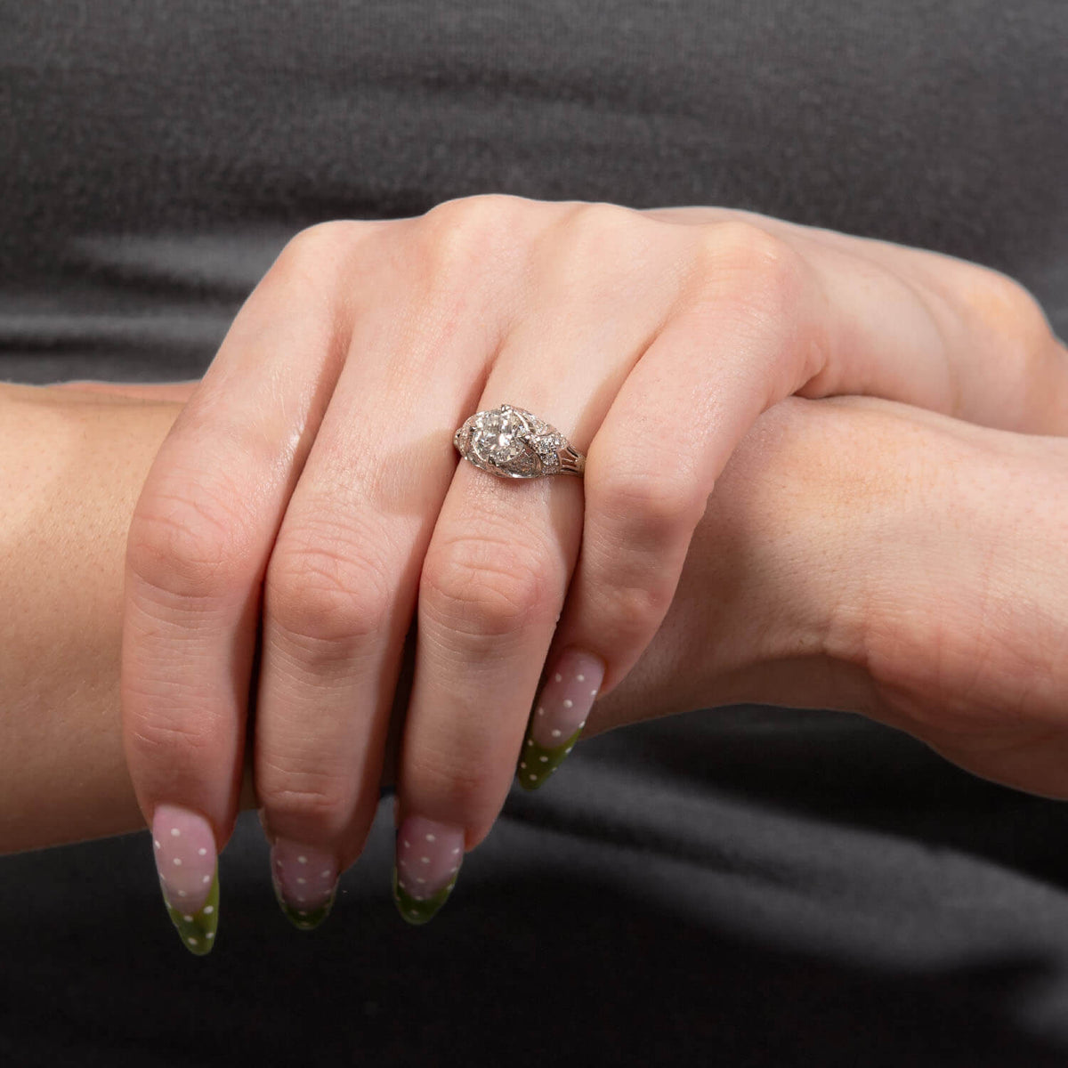 Art Deco Platinum Diamond Engagement Ring 1.26ct