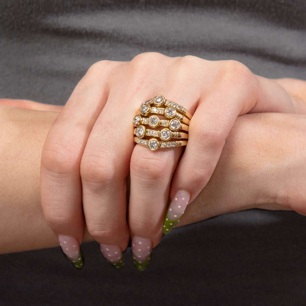 SONIA B Estate 18k Diamond Multi-Band Statement Ring