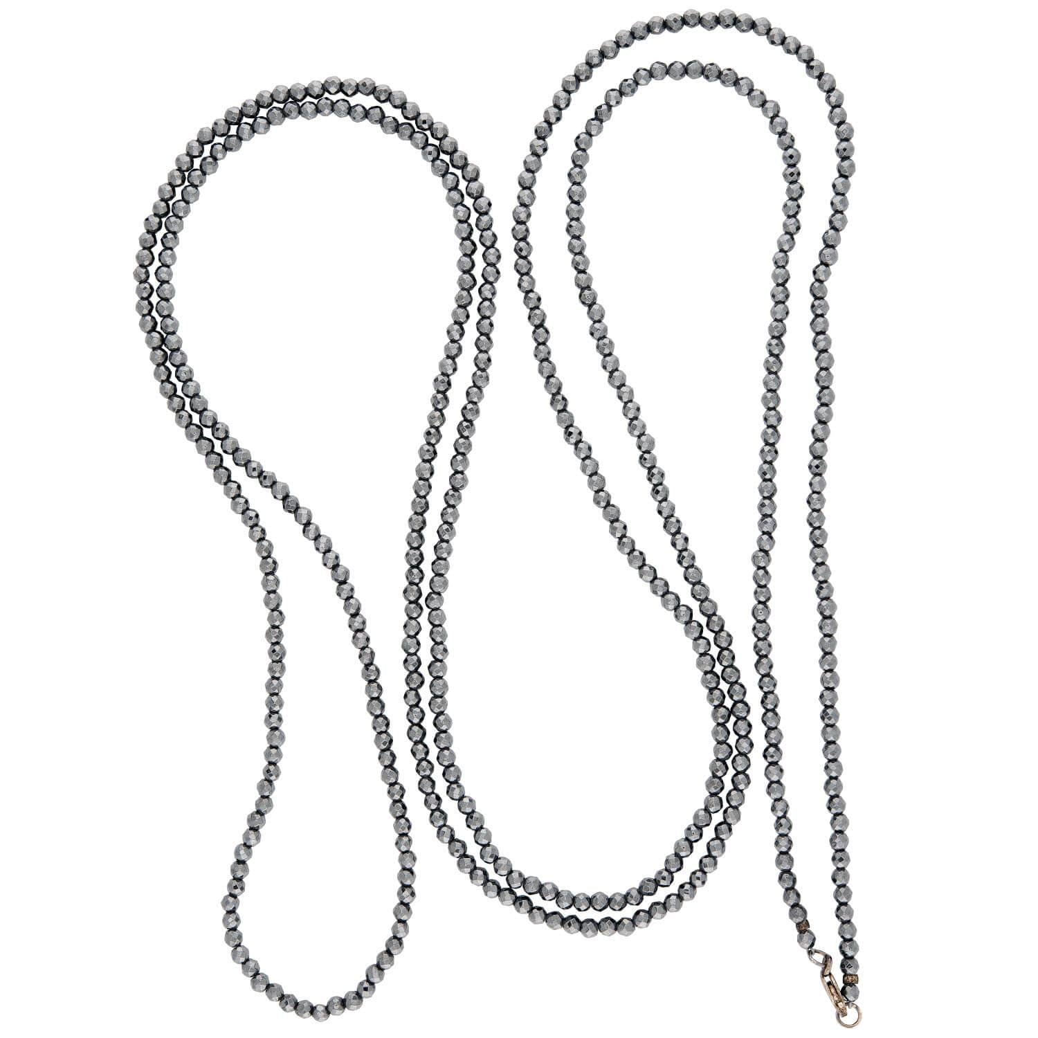 Vintage Sterling Silver Pyrite Bead Necklace 52"