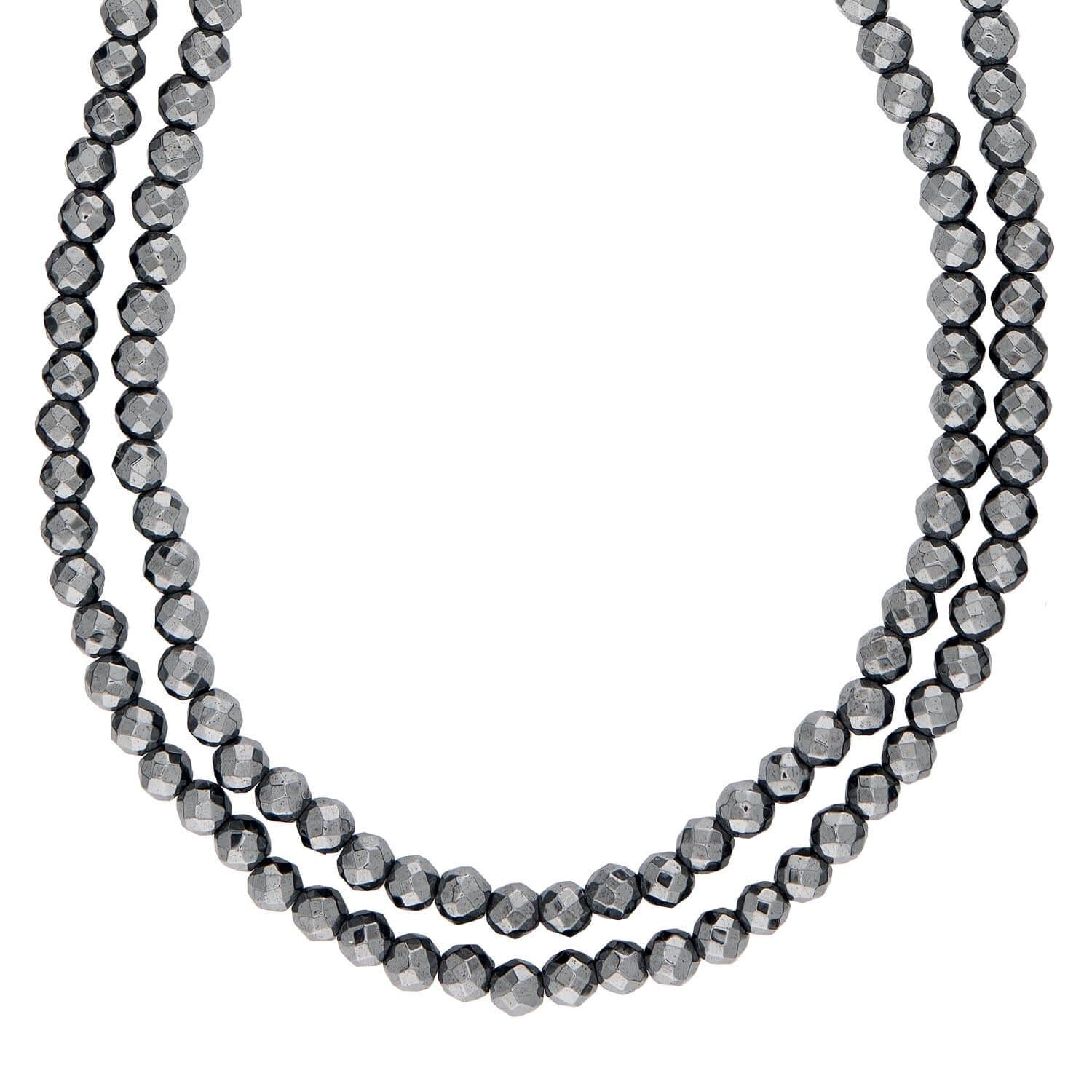 Vintage Sterling Silver Pyrite Bead Necklace 52"