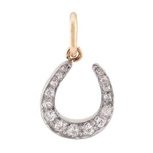 Edwardian 14k/Platinum Diamond Horseshoe Pendant/Charm