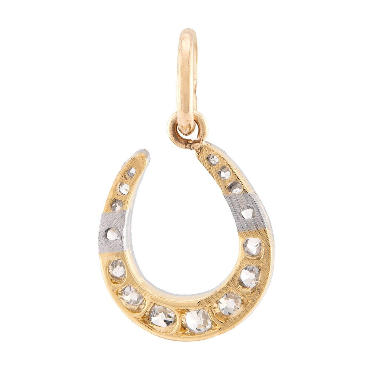 Edwardian 14k/Platinum Diamond Horseshoe Pendant/Charm
